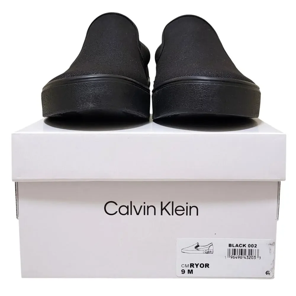 Calvin Klein Men Ryor Casual Slip On Skate Sneakers Size US 9M Solid Black